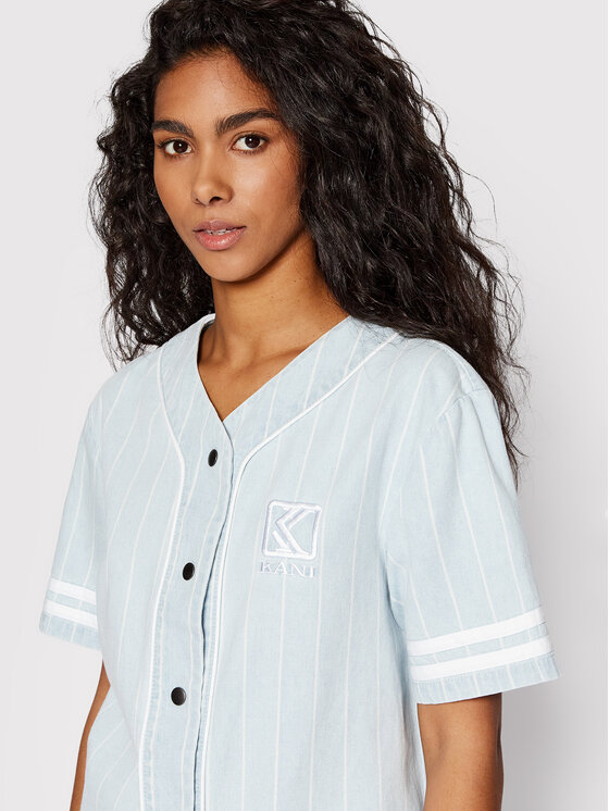 Karl Kani Karl Kani Сорочка Pinstripe Baseball 6133030 Голубий Regular Fit