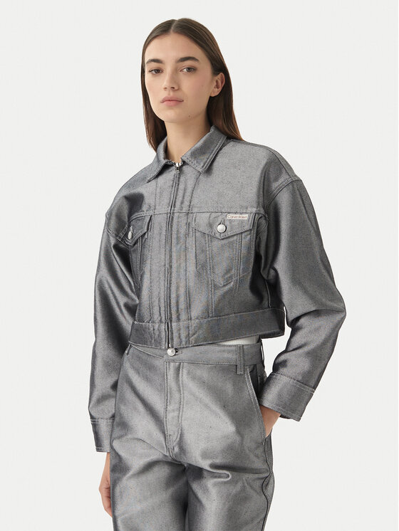 Calvin Klein Geacă de blugi LV047E715G Argintiu Relaxed Fit