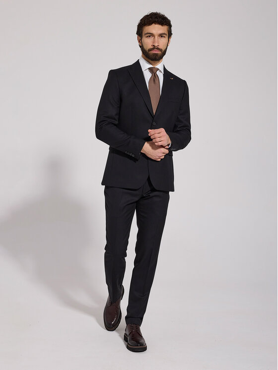 VILLARO VILLARO Garnitur GAR230VIM Czarny Slim Fit