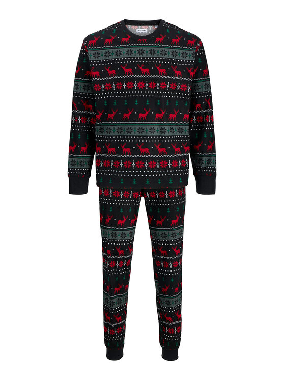 Jack & Jones Jack & Jones Pižama Tristan 12285375 Črna Loose Fit