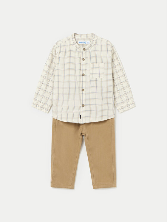 Mayoral Mayoral Completo camicia e pantaloni di tessuto 2545 Beige Regular Fit
