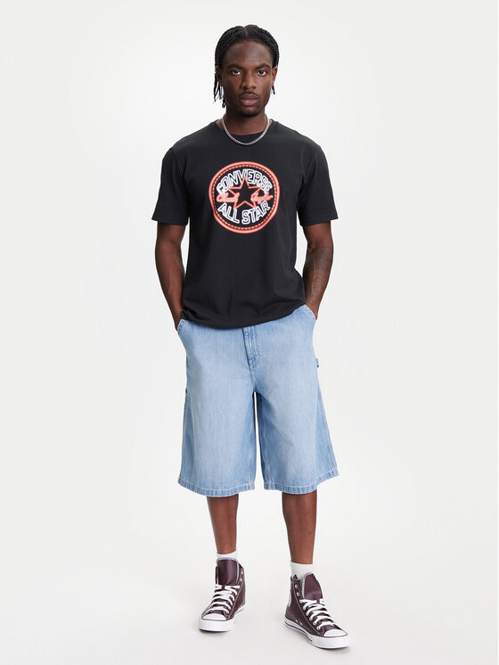 Converse Converse T-shirt Neon Sign All Star Patch 10027722-A01 Crna Regular Fit
