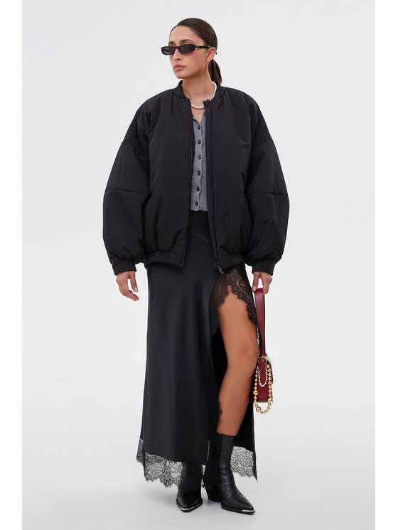 Estro Estro Μπόμπερ μπουφάν ER00115721 Μαύρο Oversize