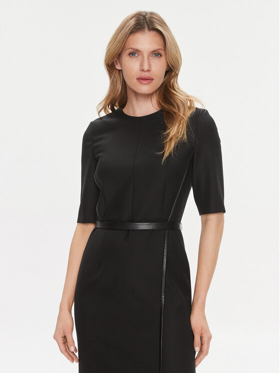BOSS Boss Džemper haljina Depuro 50506987 Crna Slim Fit