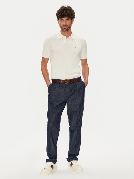 Tommy Hilfiger Tommy Hilfiger Тениска с яка и копчета MW0MW40701 Бежов Regular Fit