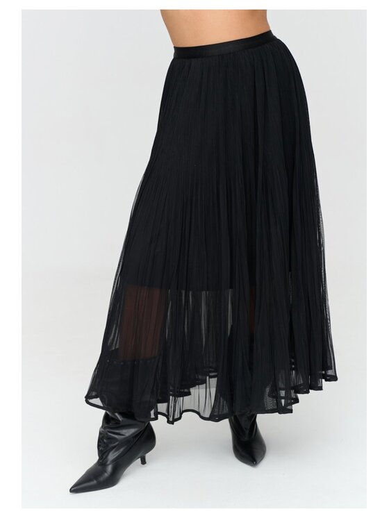 Makadamia Makadamia Spódnica maxi C89 Czarny Loose Fit