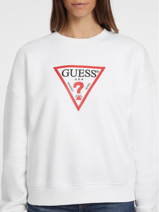 Guess Jeans Guess Jeans Mikina W4YQ00 KC811 Bílá Relaxed Fit