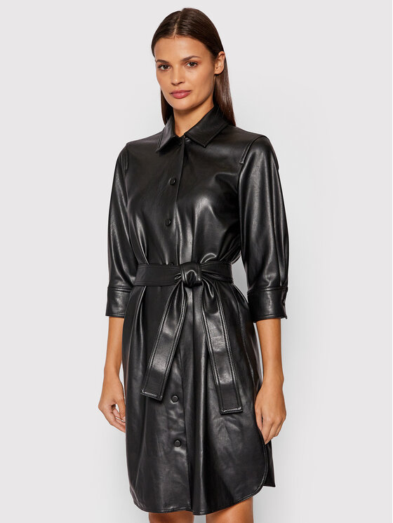 Marella Rochie din imitație de piele Bronte 36260118 Negru Regular Fit 36260118 imagine noua