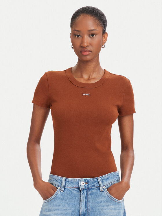 HUGO Tricou Easy 50523924 Maro Slim Fit