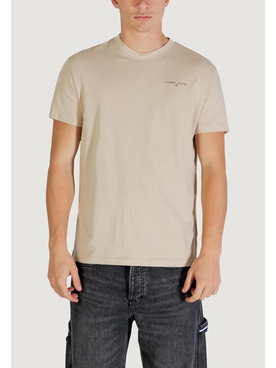 Tommy Jeans Tommy Jeans T-Shirt TJM SLIM LINEAR CHES Μπεζ Slim Fit