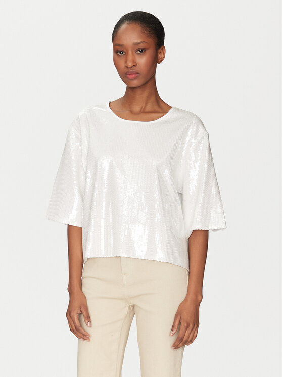 Marella Tričko Gardone 2513971024 Écru Boxy Fit