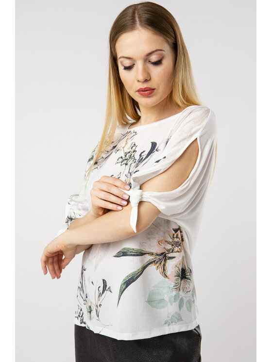 QUIOSQUE QUIOSQUE Blúzka BOTANIC BLOUSE Écru Regular Fit