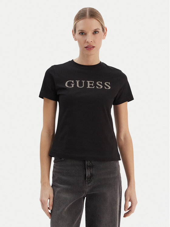 Guess Guess Marškinėliai V6RI20 J1314 Juoda Regular Fit
