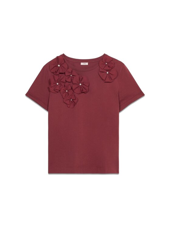 Oltre Oltre T-Shirt G326J004067N029 Bordowy Regular Fit