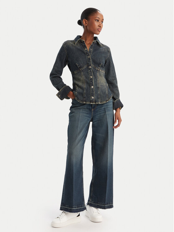 Guess Jeans Guess Jeans Džínsy W5BA2Z D5RAB Tmavomodrá Wide Leg