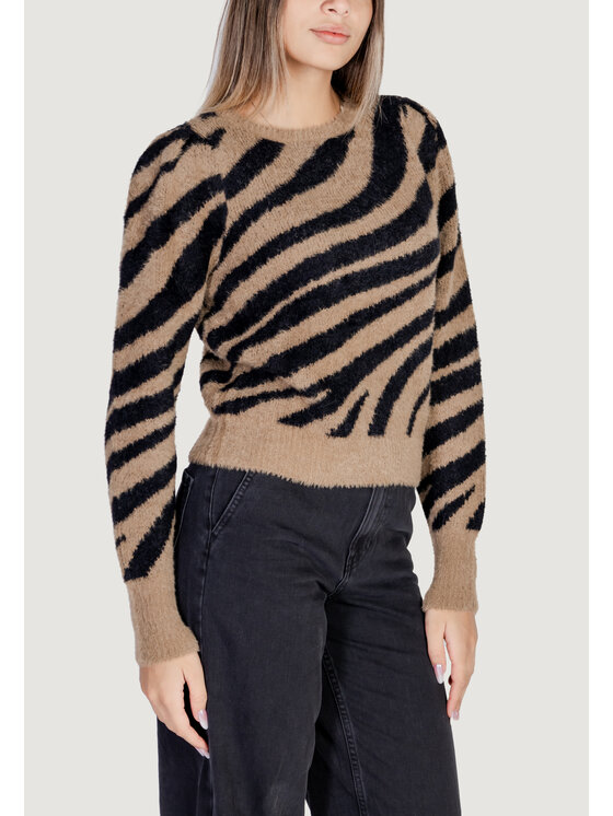 ONLY ONLY Maglione Onlpiumo Ls Jq Short O-Neck Cc Knt Marrone Short Fit