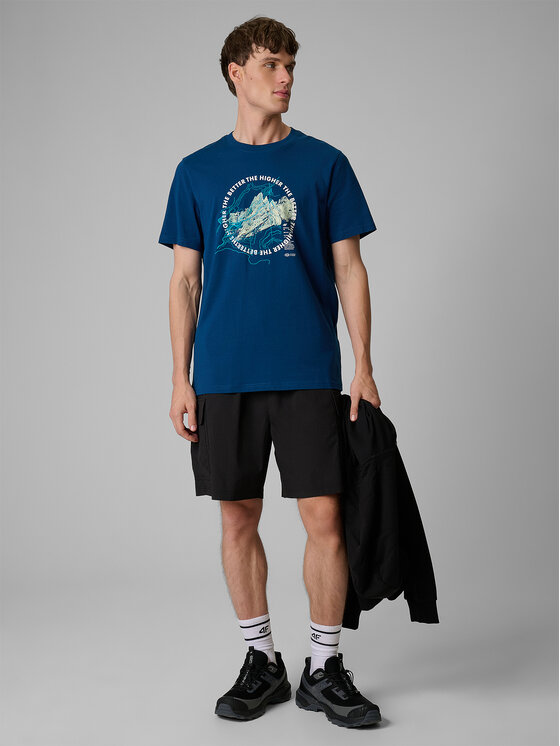 4F 4F T-Shirt TREKKING Turkusowy Regular Fit