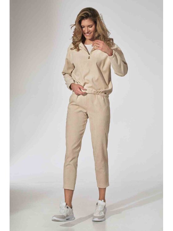 FIGL FIGL Bluza M741 Beżowy Loose Fit
