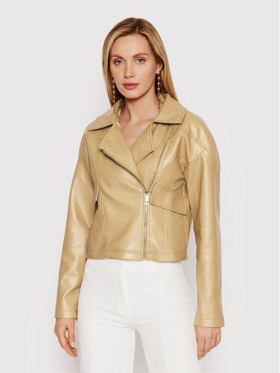 DeeZee DeeZee Μπουφάν από απομίμηση δέρματος Ivy PKH054 Μπεζ Regular Fit
