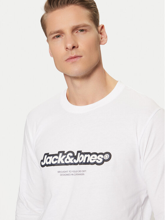 Jack&Jones Jack&Jones Majica z dolgimi rokavi Vesterbro 12266419 Bela Relaxed Fit