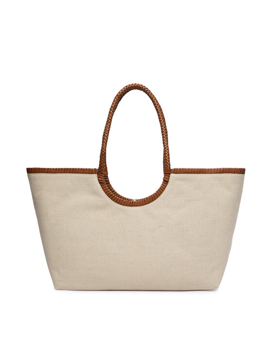 Tommy Hilfiger Tommy Hilfiger Torebka Th Elev Summ Maxi Tote Canvas AW0AW18629 Beżowy