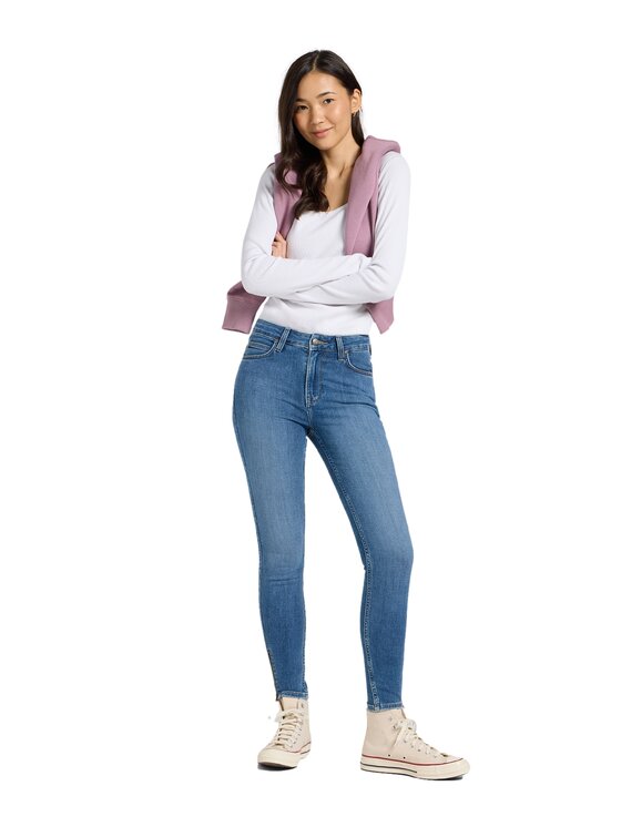 Lee Lee Jeansy Scarlett High Zip Niebieski Slim Fit