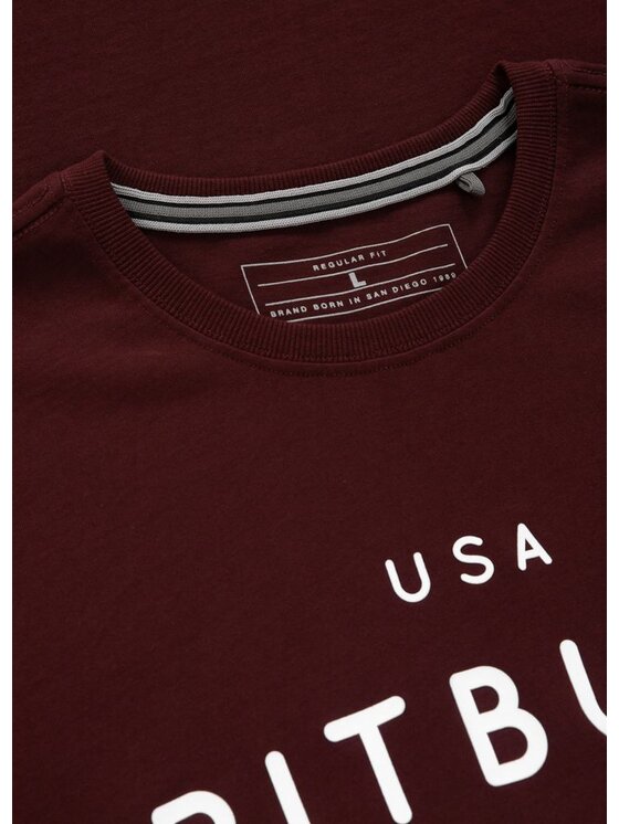 PITBULL PITBULL T-Shirt Koszulka Bordowy Regular Fit