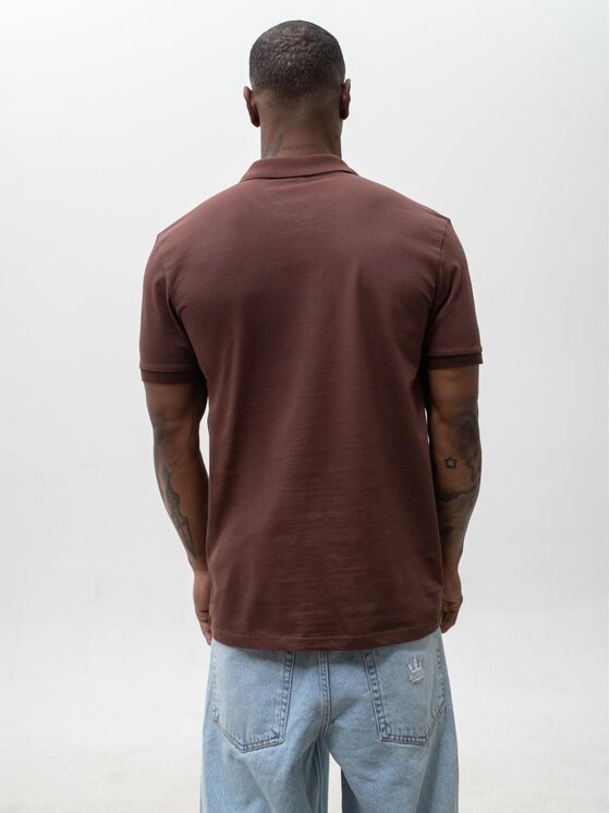 Jigga Wear Jigga Wear Polo Klasyczna z koroną 131169 Brązowy Regular Fit