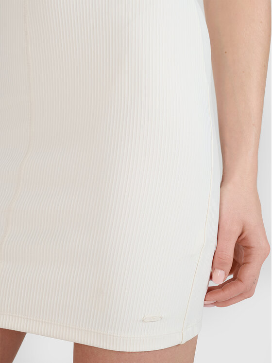 4F 4F Sukienka dzianinowa MIDSHOP TEXTILE Biały Slim Fit