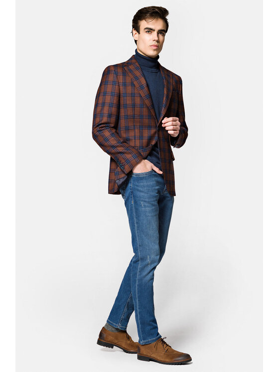 Lancerto Lancerto Marynarka MA099222000008 Brązowy Slim Fit