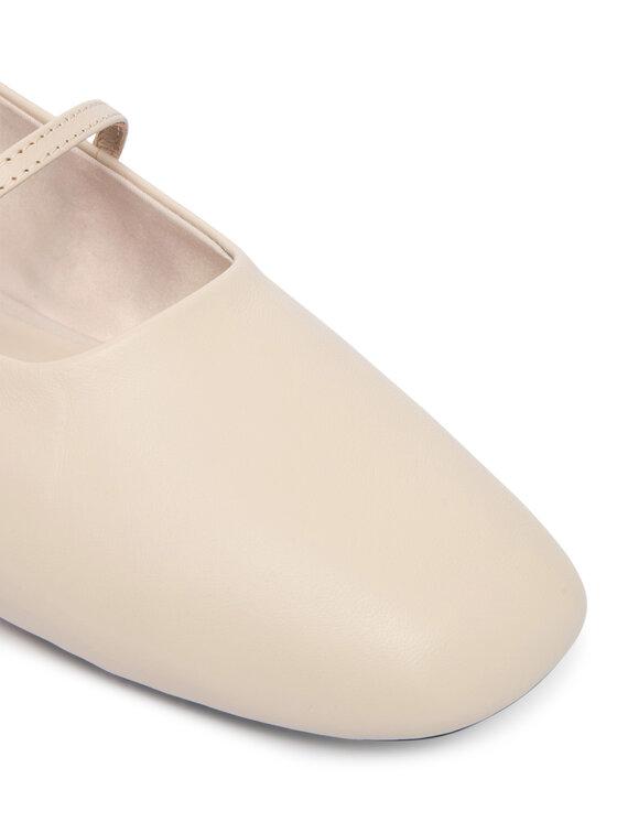 Calvin Klein Calvin Klein Balerīnas Oblique Ballerina Mj Lth Hdw HW0HW02847 Écru