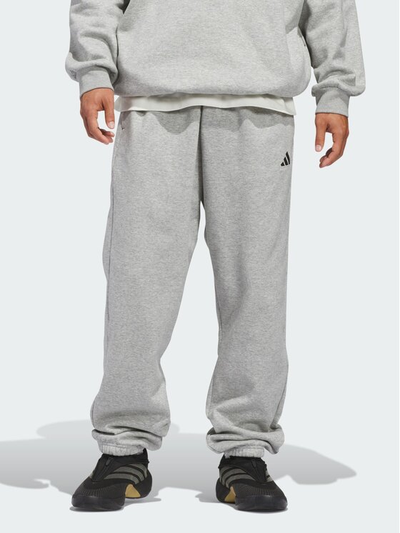 adidas adidas Spodnie dresowe Basketball Fleece Szary Loose Fit