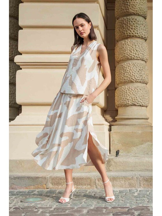 EMOI EMOI Bluzka beżowa letnia Beżowy Feminine Fit