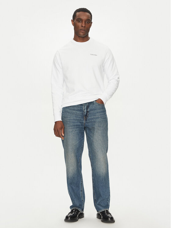 Calvin Klein Calvin Klein Džemperis Linear Box Logo K10K114259 Balta Regular Fit
