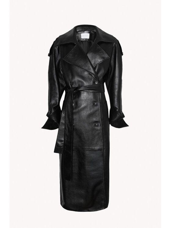 Epuzer Epuzer Cappotto di transizione Phoebe leather Nero Standard Fit