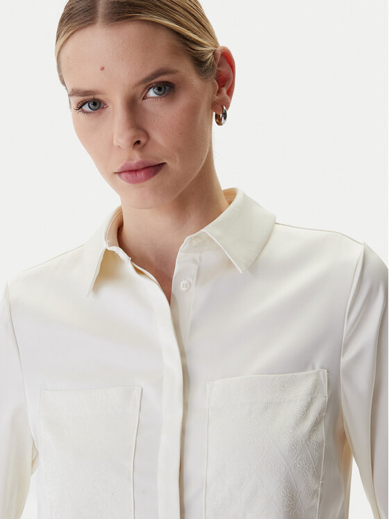 Guess Guess Camicia W5RH40 WFQC2 Écru Regular Fit