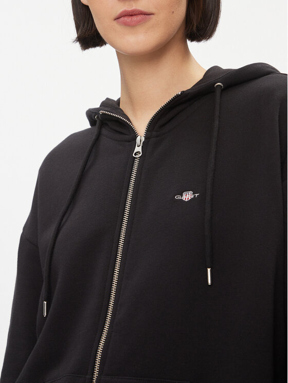 Gant Gant Sweatshirt Rel Shield Zip Hoodie 4204665 Schwarz Relaxed Fit