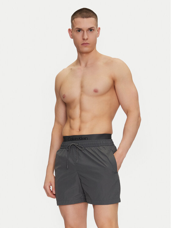 Calvin Klein Swimwear Calvin Klein Swimwear Plavecké šortky KM0KM01104 Šedá Regular Fit