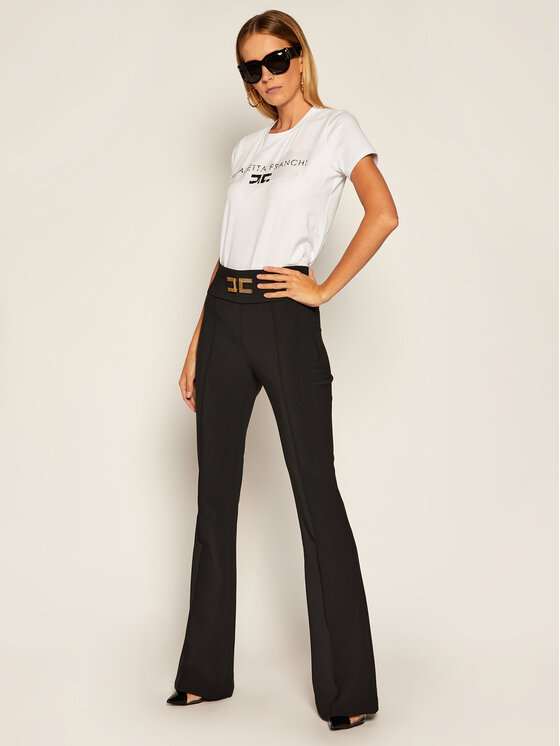Elisabetta Franchi Elisabetta Franchi Medžiaginės kelnės PA-358-06E2-V259 Juoda Regular Fit