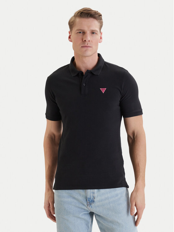 Guess Guess Polo marškinėliai F6GP03 K9WF1 Juoda Slim Fit