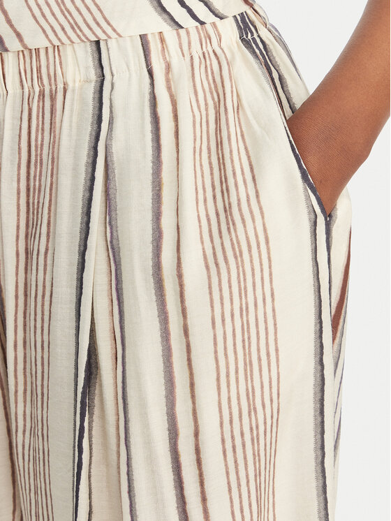 Eleh Eleh Kalhoty z materiálu SS260132 Écru Relaxed Fit