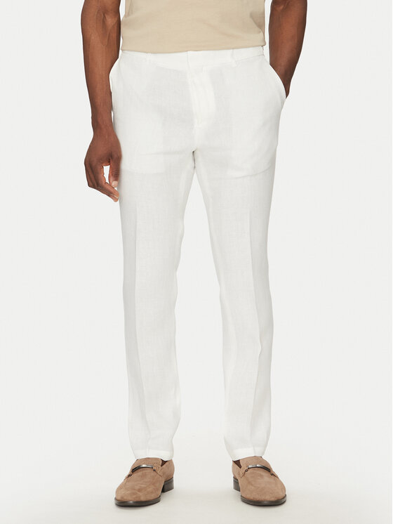 BOSS Bavlnené nohavice C-Genius 50540518 Biela Slim Fit