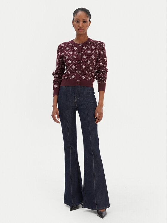 Guess Guess Kardigán W4BR0D Z3JD2 Bordová Regular Fit