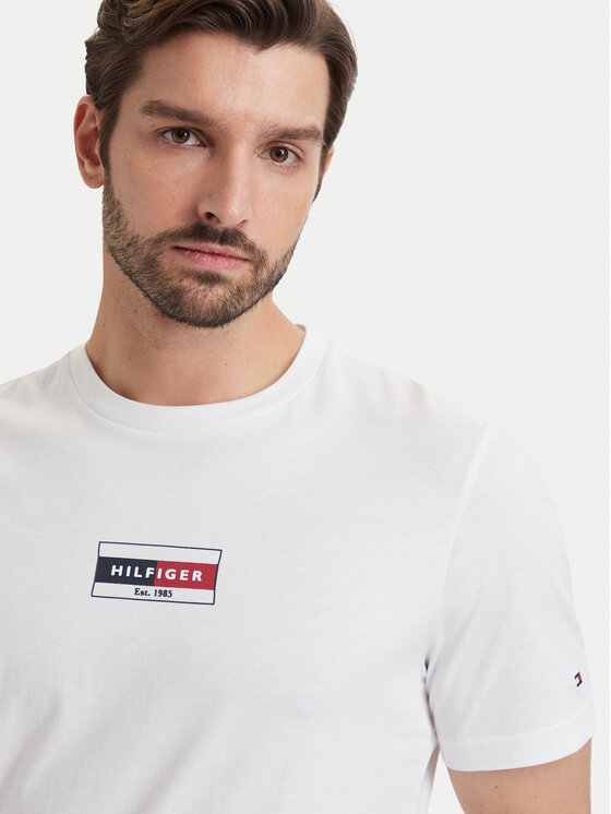 Tommy Hilfiger Tommy Hilfiger Tricou Brand Love MW0MW44882 Alb Regular Fit