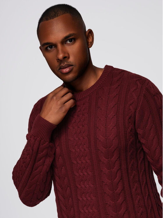 Ombre Ombre Sweter OM-SWSW-0173 Czerwony Regular Fit
