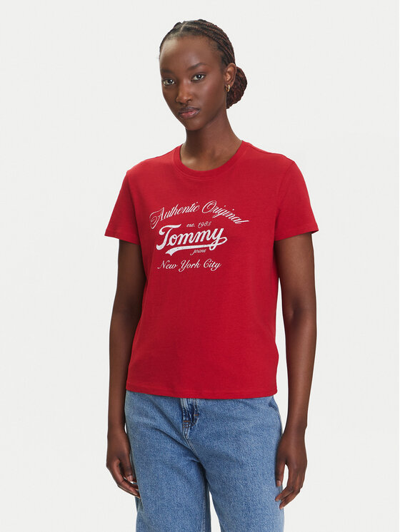 Tommy Jeans Tommy Jeans T-Shirt Essential DW0DW21404 Czerwony Regular Fit