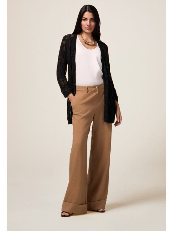 Oltre Oltre Kardigan M199J004929N033 Czarny Baggy Fit