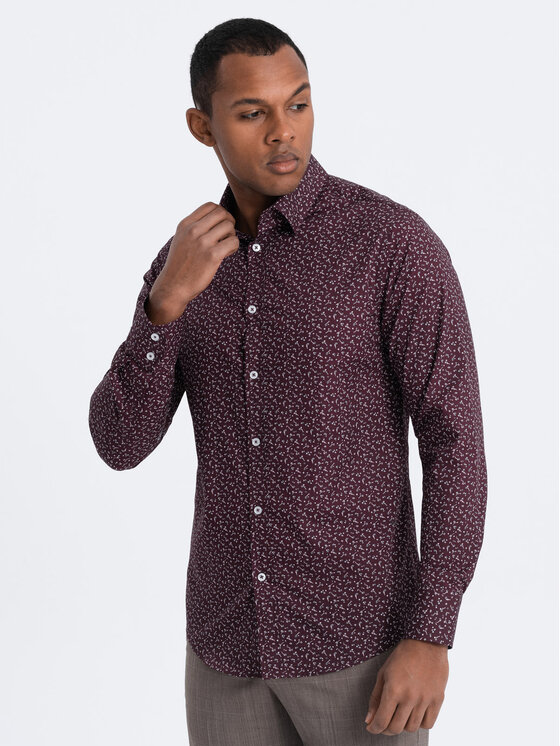 Ombre Ombre Košile OM-SHCS-0151 Bordó Regular Fit