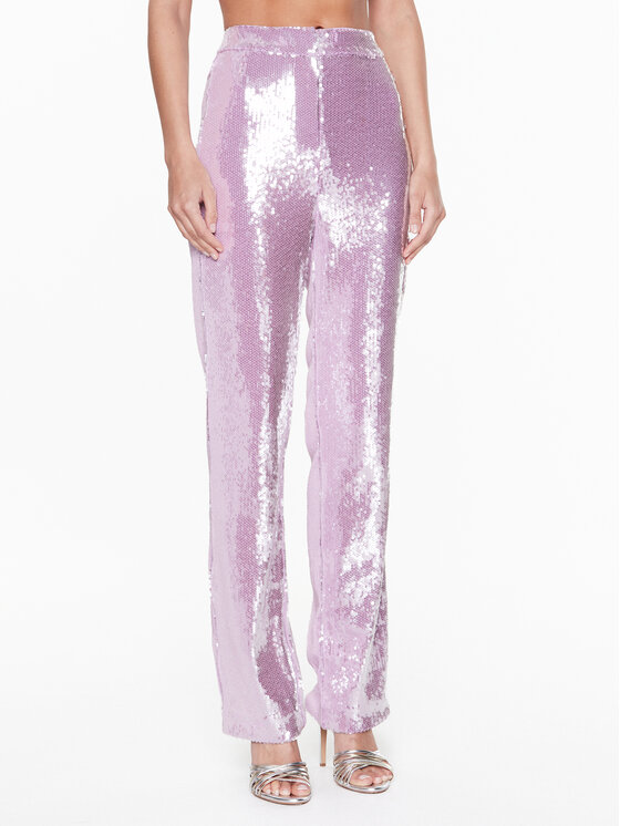 ROTATE ROTATE Bavlnené nohavice Sequin RT2382 Ružová Regular Fit