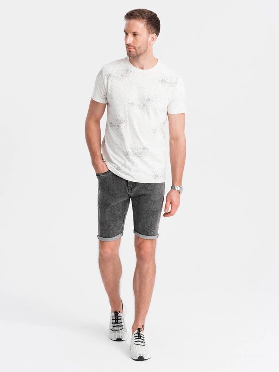 Ombre Ombre Szorty jeansowe OM-SRDS-0134 Szary Regular Fit